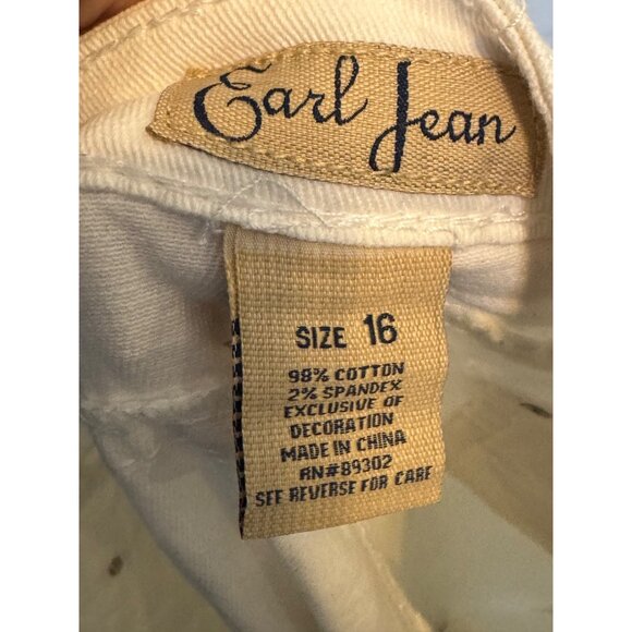 Earl Jean Womens White Bootcut Jeans Size 16 Rhinestone Detailing Cotton/Spandex - Picture 4 of 8